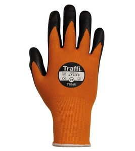 Size 10 TG3210-10 AMBER X-DURA METRIC PU Foam Palm Traffi Glove - Cut Level B